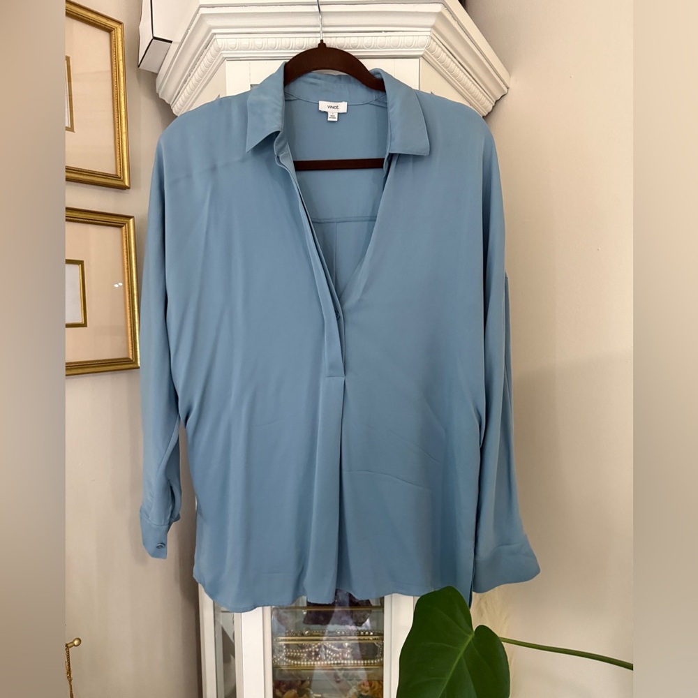Vince Silk Blue Blouse